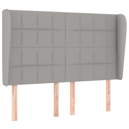 sengegavl med kanter 147x23x118/128 cm stof lysegrå