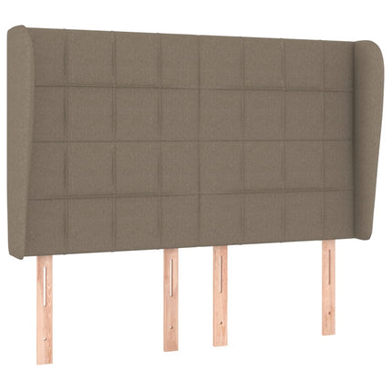 sengegavl med kanter 147x23x118/128 cm stof gråbrun