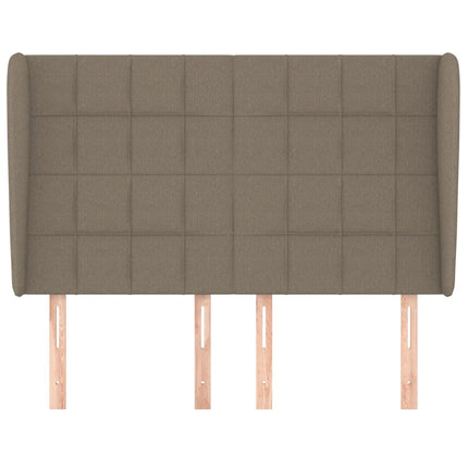sengegavl med kanter 147x23x118/128 cm stof gråbrun