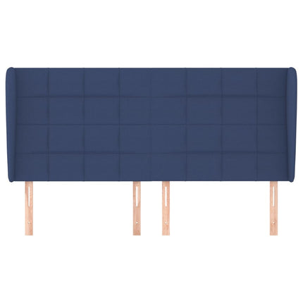 sengegavl med kanter 163x23x118/128 cm stof blå