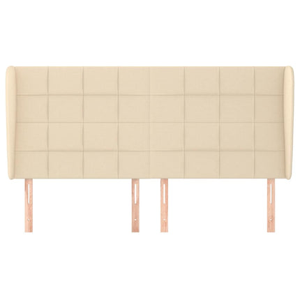 sengegavl med kanter 183x23x118/128 cm stof cremefarvet
