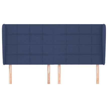 sengegavl med kanter 183x23x118/128 cm stof blå