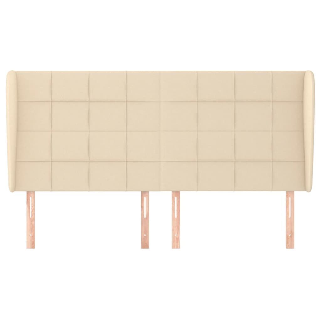 sengegavl med kanter 203x23x118/128 cm stof cremefarvet