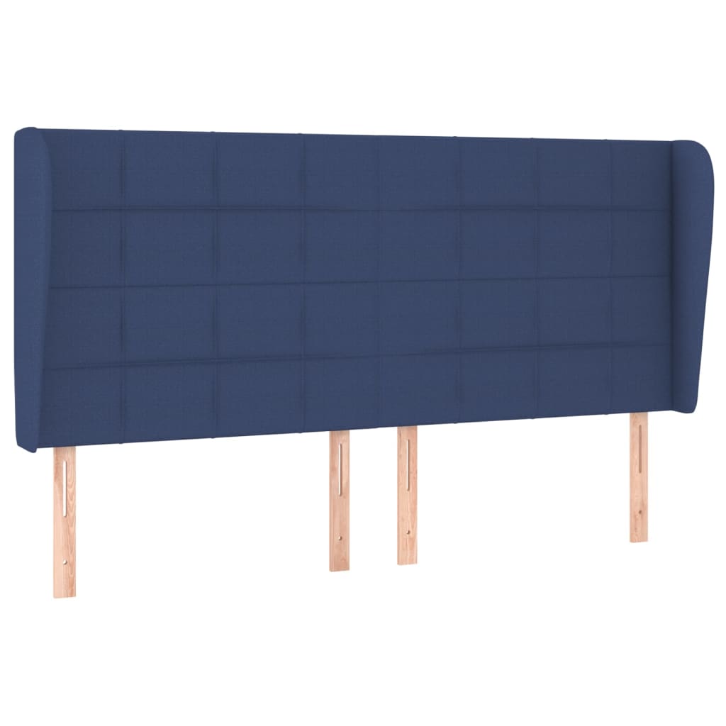 sengegavl med kanter 203x23x118/128 cm stof blå
