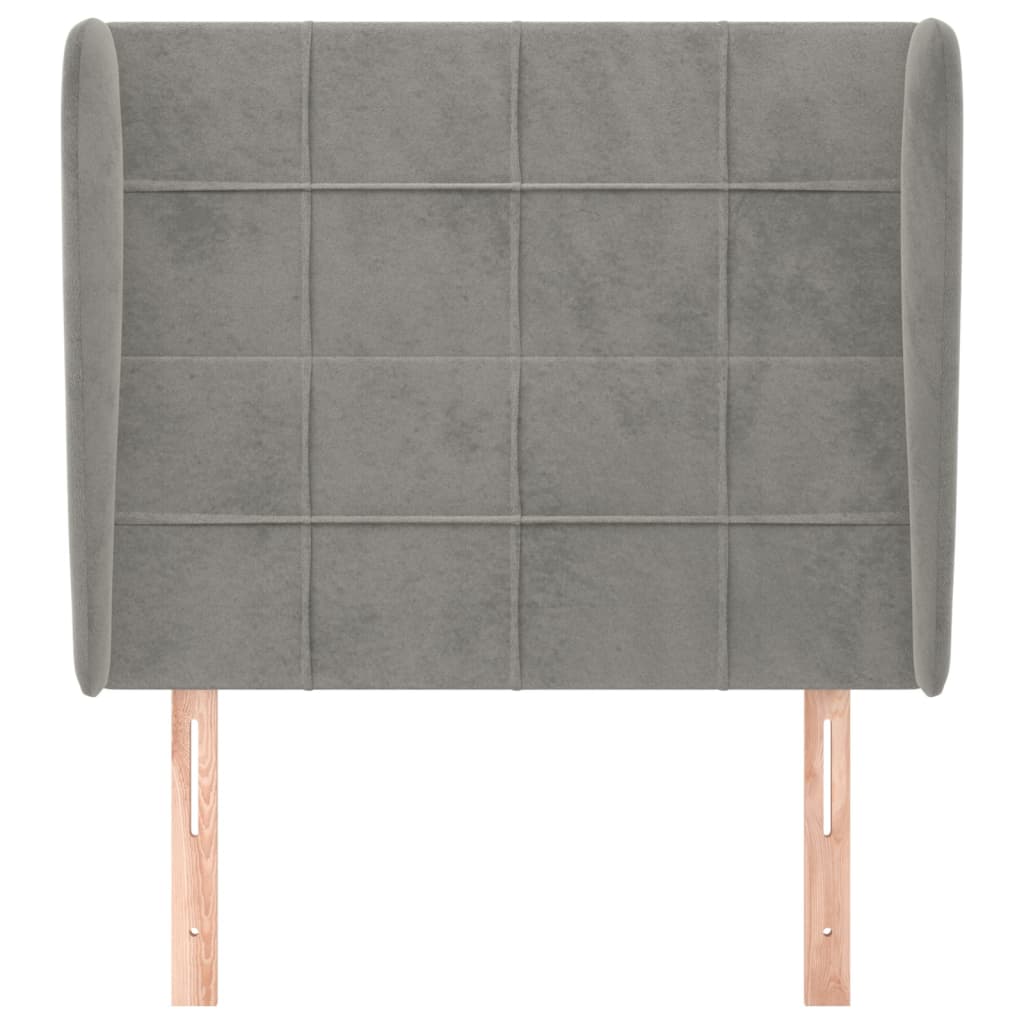 sengegavl med kanter 83x23x118/128 cm fløjl lysegrå