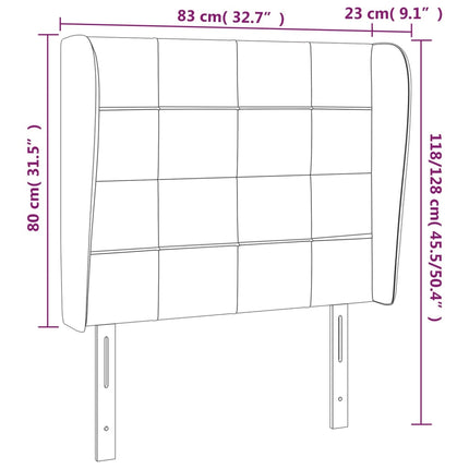 sengegavl med kanter 83x23x118/128 cm fløjl sort