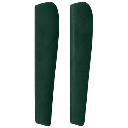 sengegavl med kanter 83x23x118/128 cm fløjl mørkegrøn