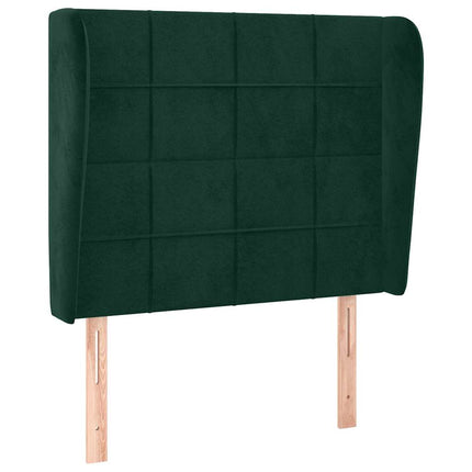 sengegavl med kanter 93x23x118/128 cm fløjl mørkegrøn