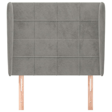 sengegavl med kanter 103x23x118/128 cm fløjl lysegrå