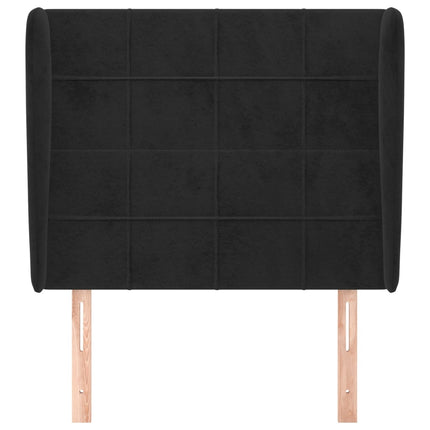 sengegavl med kanter 103x23x118/128 cm fløjl sort