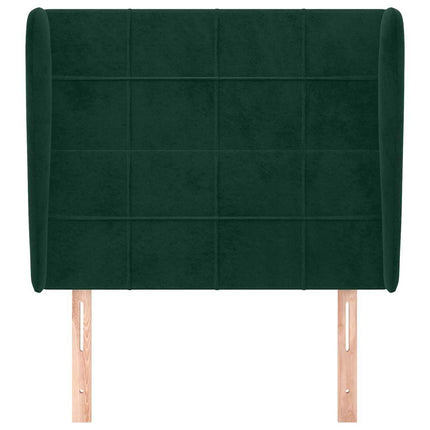 sengegavl med kanter 103x23x118/128 cm fløjl mørkegrøn