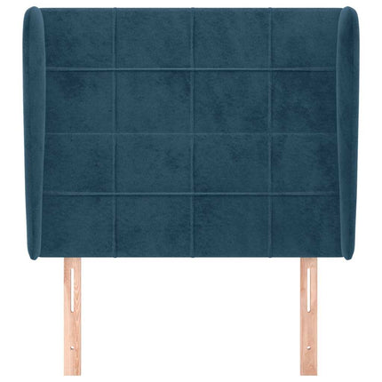 sengegavl med kanter 103x23x118/128 cm fløjl mørkeblå