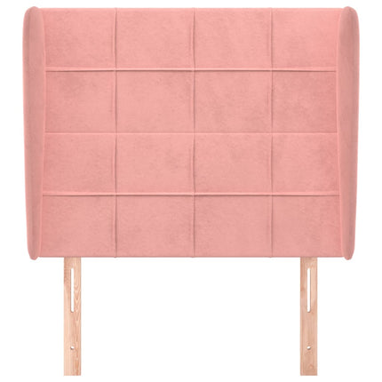 sengegavl med kanter 103x23x118/128 cm fløjl lyserød