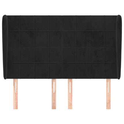 sengegavl med kanter 147x23x118/128 cm fløjl sort