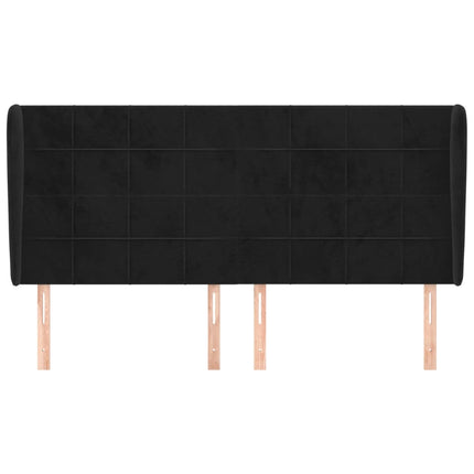 sengegavl med kanter 183x23x118/128 cm fløjl sort