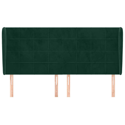 sengegavl med kanter 183x23x118/128 cm fløjl mørkegrøn