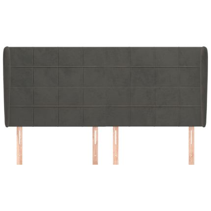 sengegavl med kanter 203x23x118/128 cm fløjl mørkegrå