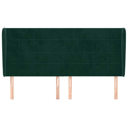 sengegavl med kanter 203x23x118/128 cm fløjl mørkegrøn