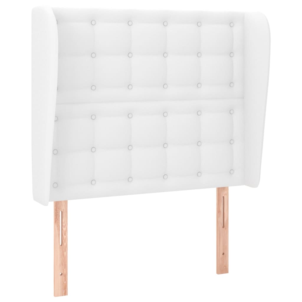 sengegavl med kanter 83x23x118/128 cm kunstlæder hvid