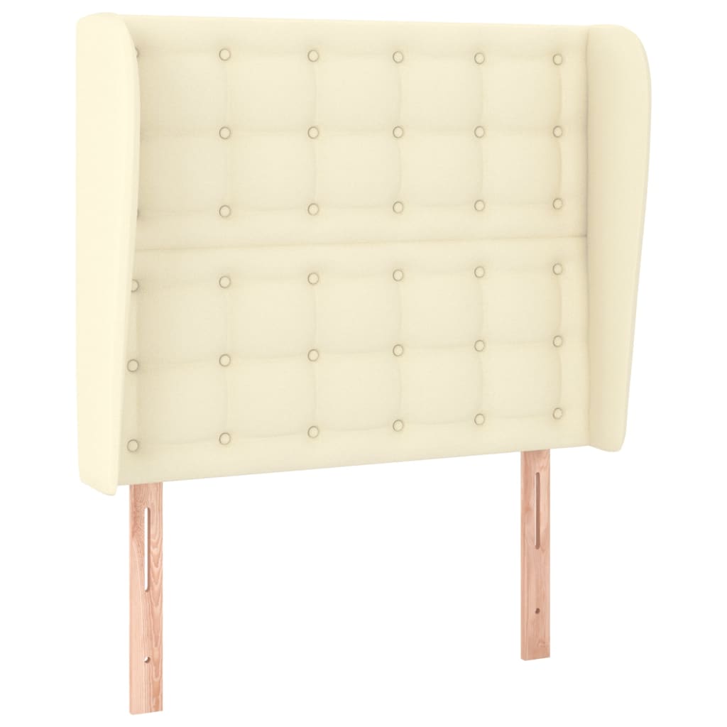 sengegavl med kanter 83x23x118/128 cm kunstlæder cremefarvet