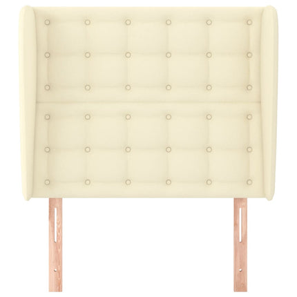 sengegavl med kanter 83x23x118/128 cm kunstlæder cremefarvet
