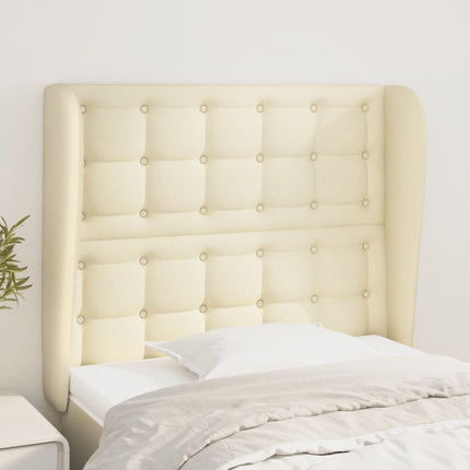 sengegavl med kanter 83x23x118/128 cm kunstlæder cremefarvet