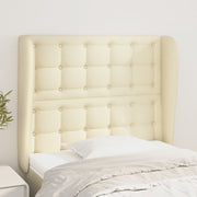 sengegavl med kanter 83x23x118/128 cm kunstlæder cremefarvet