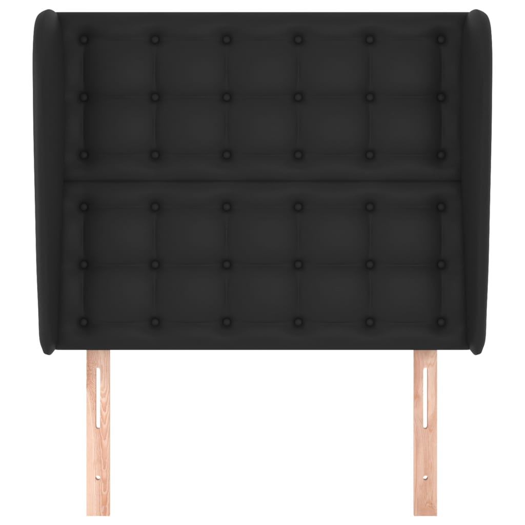 sengegavl med kanter 93x23x118/128 cm kunstlæder sort