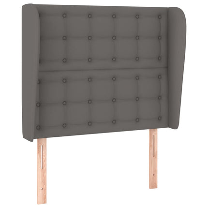 sengegavl med kanter 93x23x118/128 cm kunstlæder grå