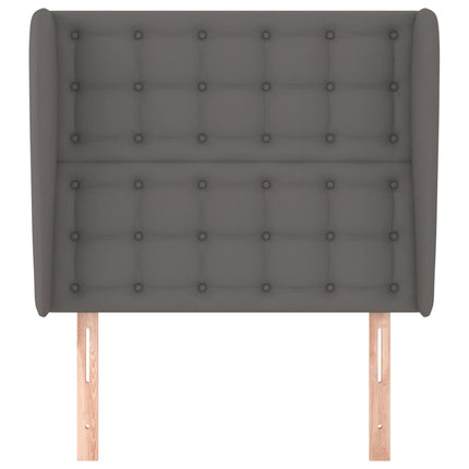 sengegavl med kanter 93x23x118/128 cm kunstlæder grå