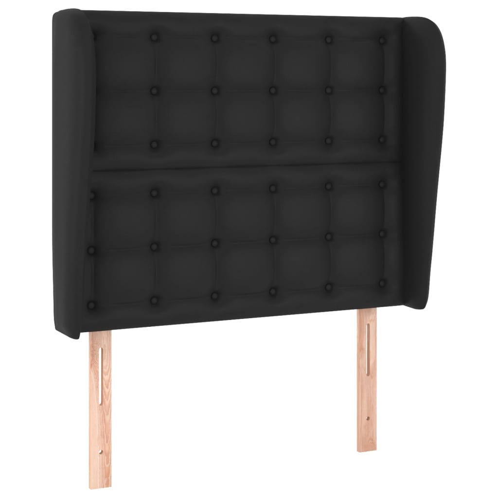 sengegavl med kanter 103x23x118/128 cm kunstlæder sort