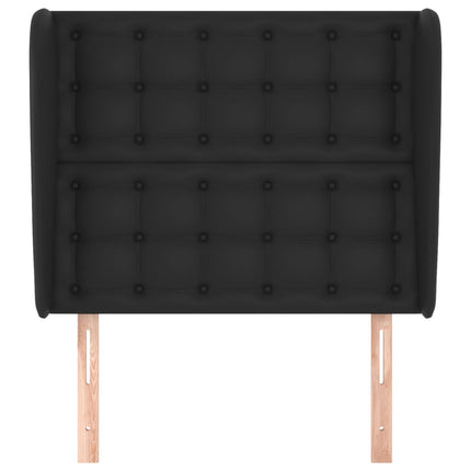 sengegavl med kanter 103x23x118/128 cm kunstlæder sort