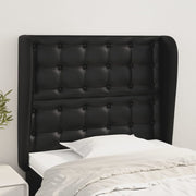 sengegavl med kanter 103x23x118/128 cm kunstlæder sort