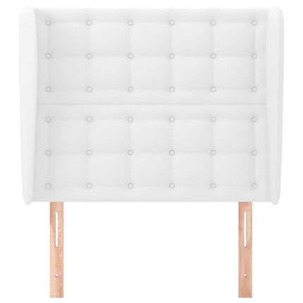 sengegavl med kanter 103x23x118/128 cm kunstlæder hvid