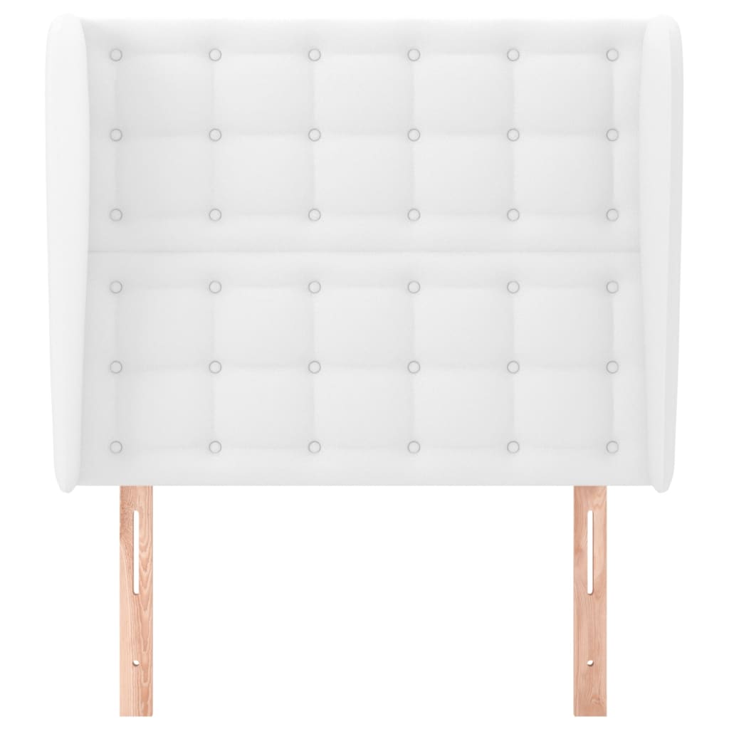 sengegavl med kanter 103x23x118/128 cm kunstlæder hvid