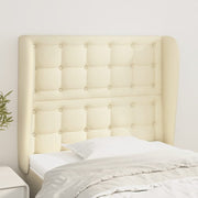 sengegavl med kanter 103x23x118/128 cm kunstlæder cremefarvet