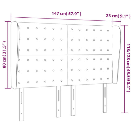sengegavl med kanter 147x23x118/128 cm kunstlæder sort