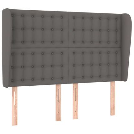 sengegavl med kanter 147x23x118/128 cm kunstlæder grå