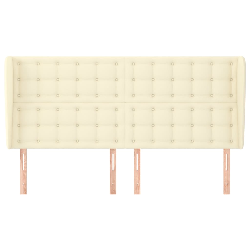 sengegavl med kanter 163x23x118/128 cm kunstlæder cremefarvet