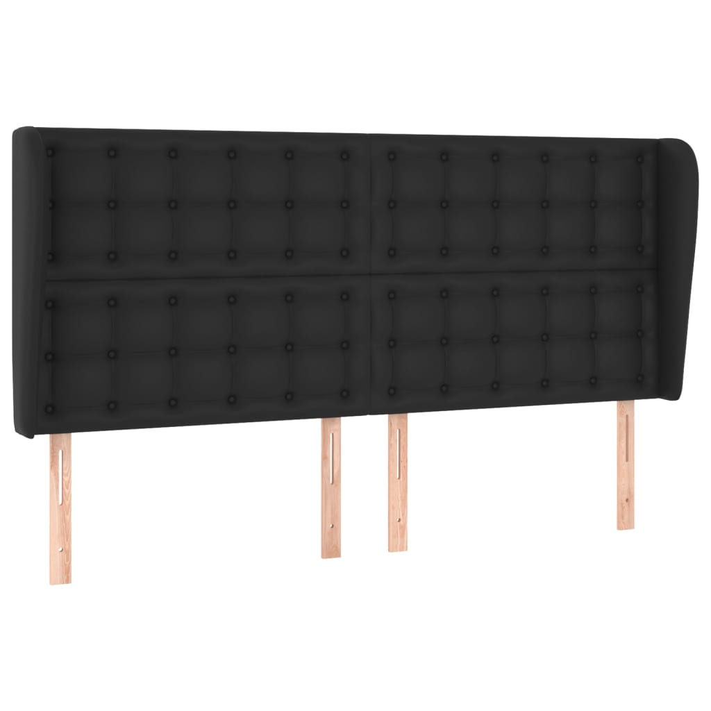 sengegavl med kanter 183x23x118/128 cm kunstlæder sort