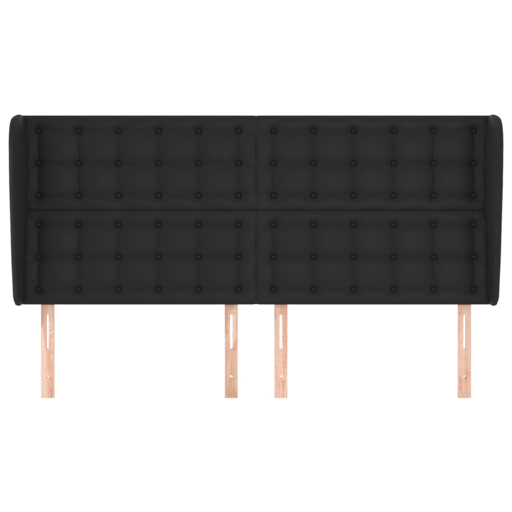 sengegavl med kanter 183x23x118/128 cm kunstlæder sort