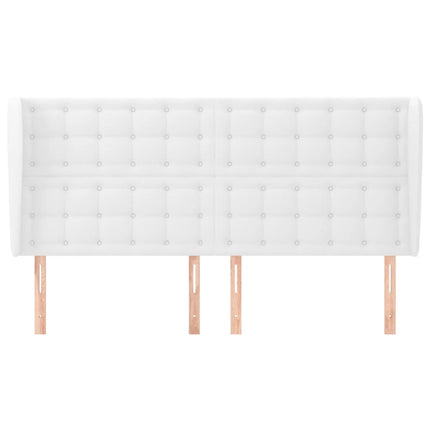 sengegavl med kanter 183x23x118/128 cm kunstlæder hvid