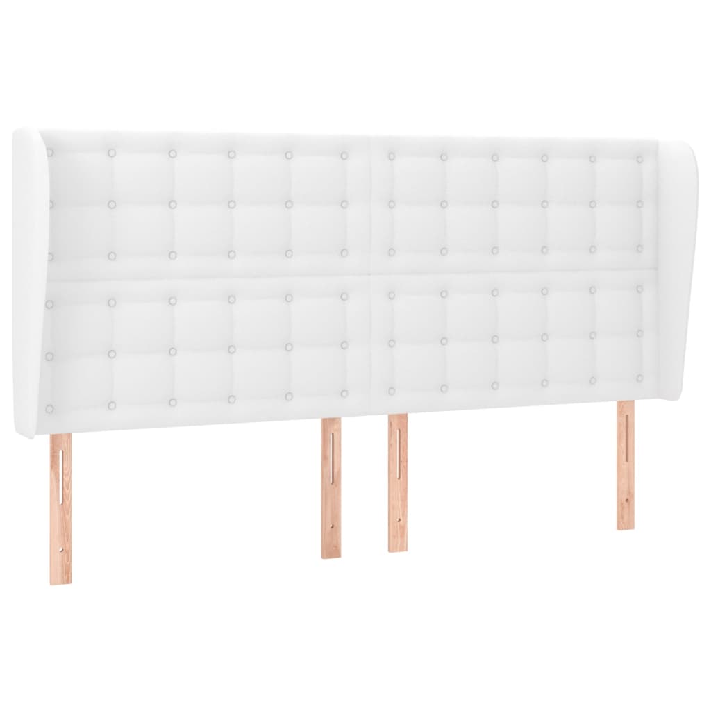 sengegavl med kanter 203x23x118/128 cm kunstlæder hvid