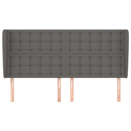 sengegavl med kanter 203x23x118/128 cm kunstlæder grå