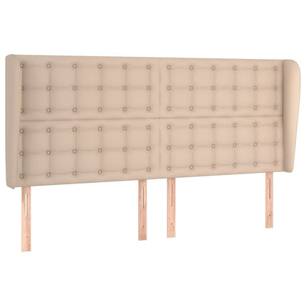 sengegavl med kanter 203x23x118/128 cm kunstlæder cappuccino