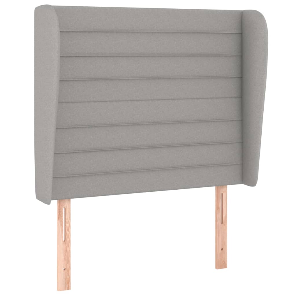 sengegavl med kanter 83x23x118/128 cm stof lysegrå