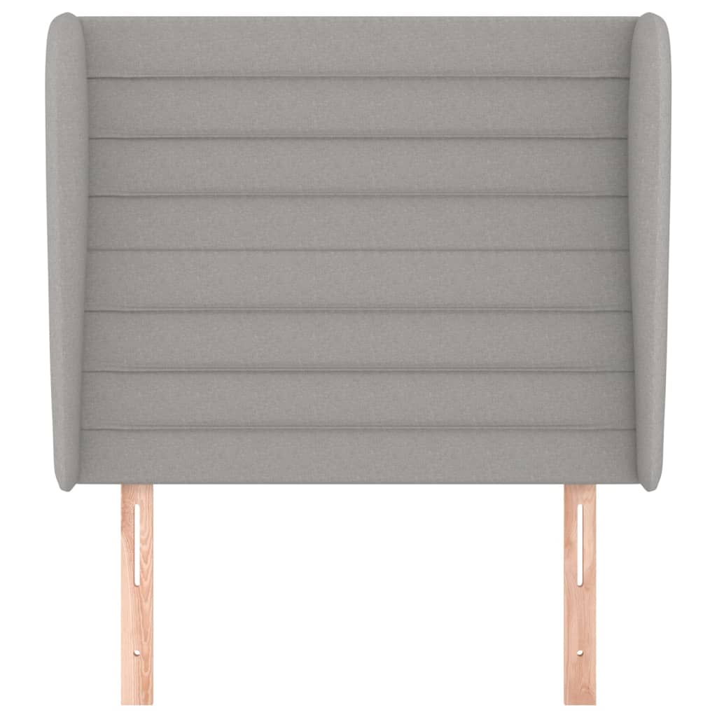 sengegavl med kanter 83x23x118/128 cm stof lysegrå