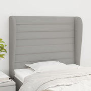 sengegavl med kanter 83x23x118/128 cm stof lysegrå