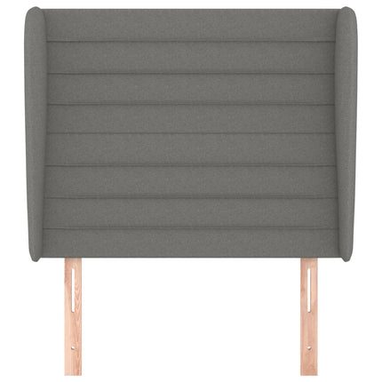 sengegavl med kanter 83x23x118/128 cm stof mørkegrå