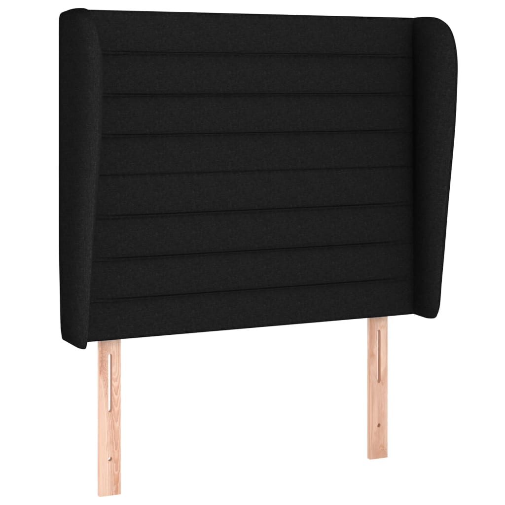 sengegavl med kanter 83x23x118/128 cm stof sort